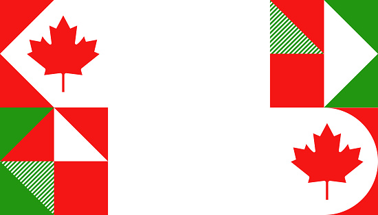Abstract modern geometric background with simple geometric shapes, circles, circles. Colors of the Canadian flag