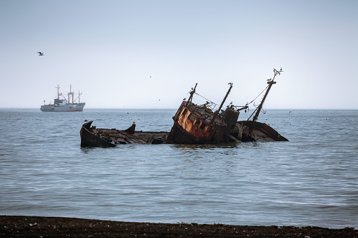 shipwreck in the coast