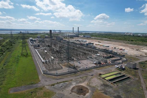 istock Grain  Electrical substation Kent UK drone aerial view 1464481617