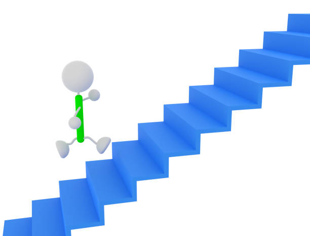 istock Character rising up the stairs 1464484518