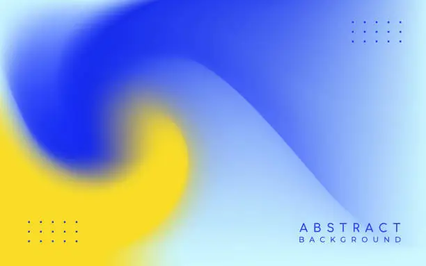 Vector illustration of Abstract yellow and blue blurred wave background. Mesh gradient template. Ukraine flag color. Vector illustration for your creative social media design