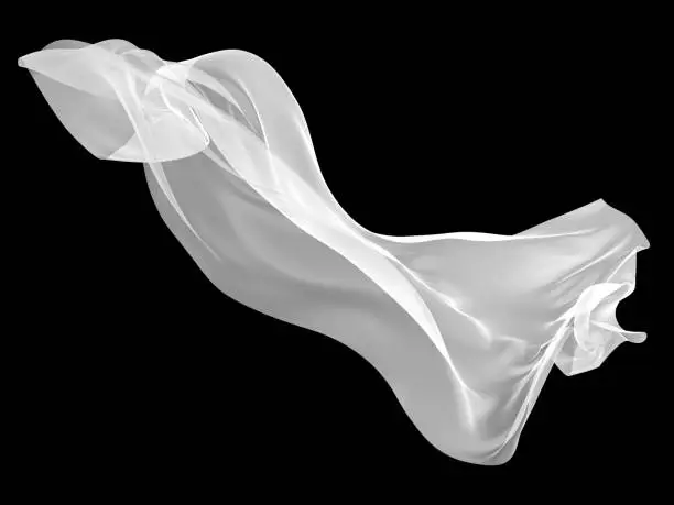 White fabric textile on wind. cloth fluttering. 3d rendering