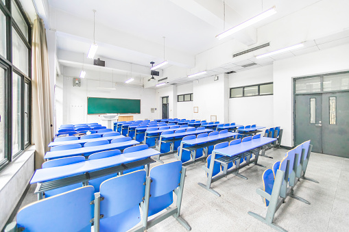 Empty classroom in a modern secondary school.