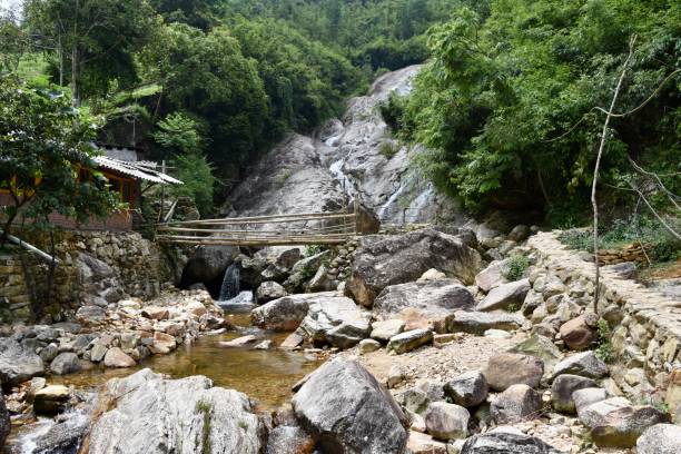 istock Bamboo Footbridge over Waterfall Splash Pool in Sa Pa 1464489702