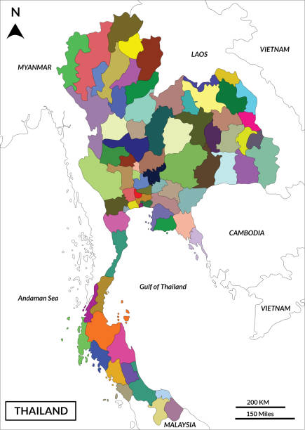 タイの地図 州 - southern thailand点のイラスト素材／クリップアート素材／マンガ素材／アイコン素材