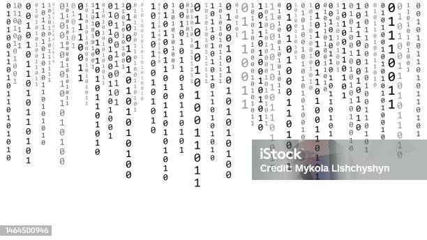 Technology Binary Code Random Falling Digits On Screen Hacked Software ...