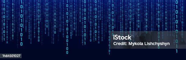 Technology Binary Code Random Falling Digits On Screen Hacked Software ...