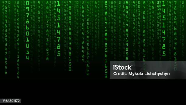 Technology Binary Code Random Falling Digits On Screen Hacked Software ...