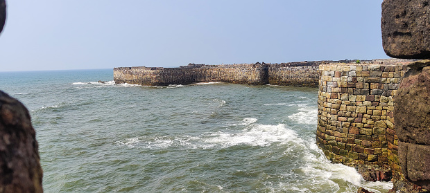 Scenic view of sea from Sindhudurga fort, Malvan, India