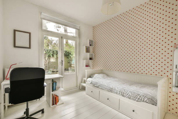 Digitally generated (without the use of any A.I. tools or technologies) warm and cozy bedroom that features citrus-toned walls in green and orange, rustic furnishings, and a charming ambiance. A vibrant patterned rug adds color, while shelves showcase décor items. A comfortable bed is set against a styled background, perfect for a snug and inviting lifestyle. Greenery and thoughtful decorations complete the space.The scene was created in Autodesk® 3ds Max 2025 with V-Ray 7 and rendered with photorealistic shaders and lighting in Chaos® Vantage with some post-production added.