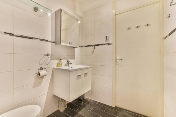 istock a bathroom with a sink and a shower 1464509230