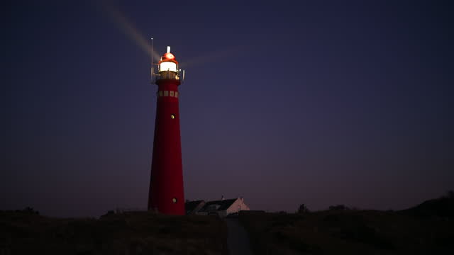 Lighthouse at Schiermonnikoog island at night