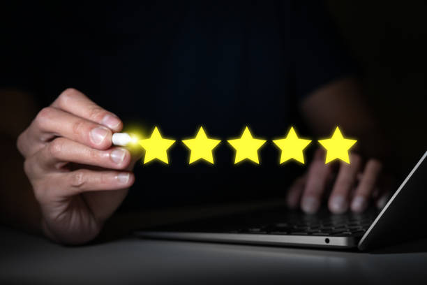 istock businessman online platform rating 5 or five star for customer feedback satisfaction for good and excellent luxury service of business with technology and digital background 1464511367