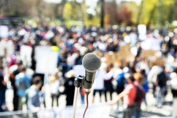 istock Social justice protest, human rights demonstration or pension reform strike 1464512380