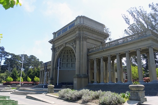 San Francisco, California, United States - May 4th, 2022: A beautiful summer day with a view of the music concourse in Golden Gate Park, San Francisco, California, United States