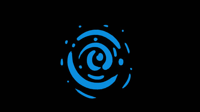 Animation of the blue whirlpool on a black screen.