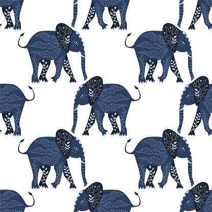 African elephant, seamless pattern. Vector illustration