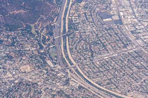 8/27/2022:   An aerial view of Atwater Village, Griffith Park and the I-5 Interstate in Los Angeles