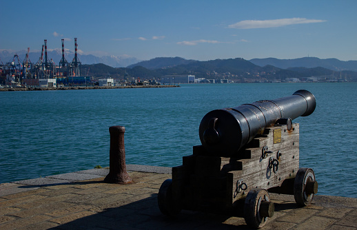 Cannon in the Morin promenade in La Spezia