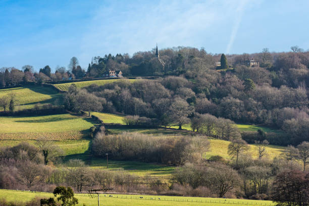 View of Ide Hill and its church near Sevenoaks in Kent, England stock photo