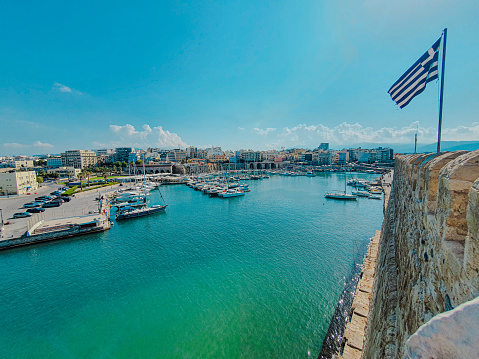 View of Heraklion harbour seen from the top of Rocca a Marre fortress.