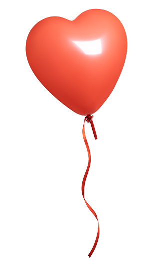 Red heart balloon on white background. This file is cleaned, retouched and contains clipping path.