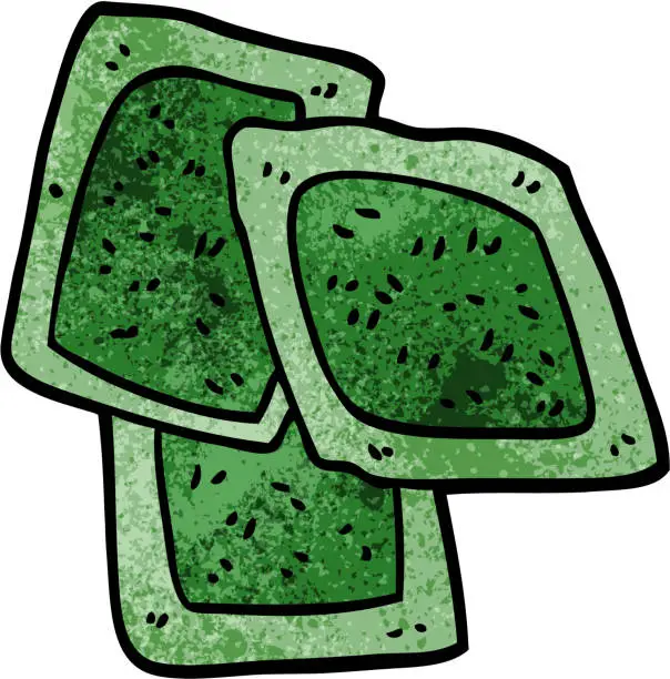 Vector illustration of cartoon doodle green tea