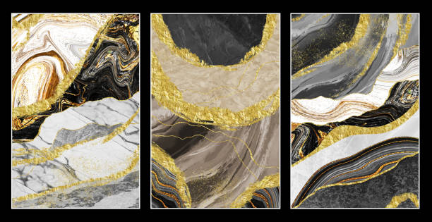 istock 3d wallpaper marble for wall frames. Resin geode and abstract art, functional art, like watercolor geode painting. golden and gray marble background 1464526950