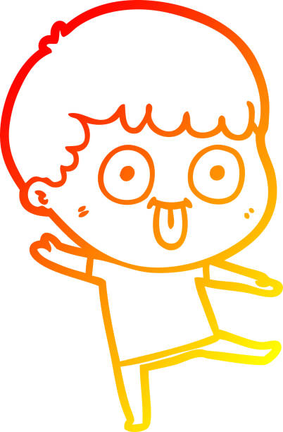 ilustrações de stock, clip art, desenhos animados e ícones de warm gradient line drawing of a cartoon dumb kid - unintelligent