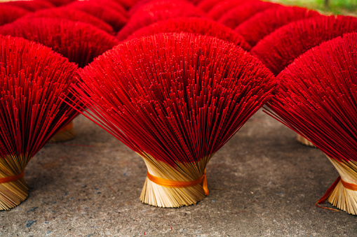 Vietnam's incense in factory prepares for drying outdoor near Hanoi, Vietnam