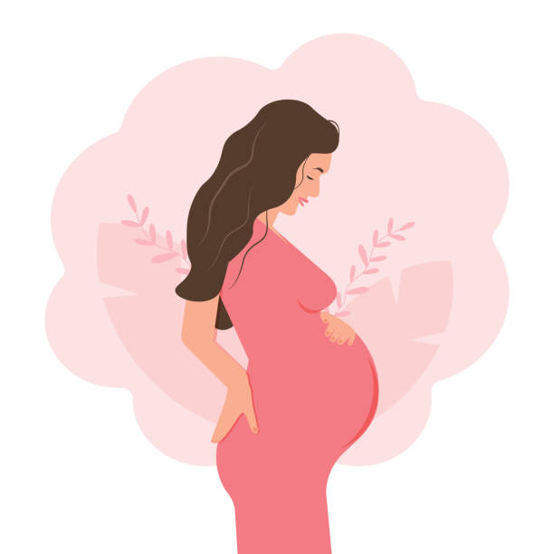 妊婦のイラスト。ママは赤ちゃんを期待しています。妊娠。ベクターグラフィックス - マタニティウェア点のイラスト素材／クリップアート素材／マンガ素材／アイコン素材