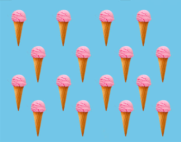 istock set of pink cone ice creams on blue background in disorder 1464541097