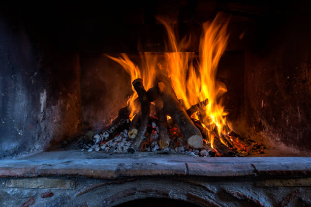 istock The firewood burning in fireplace 1464557766
