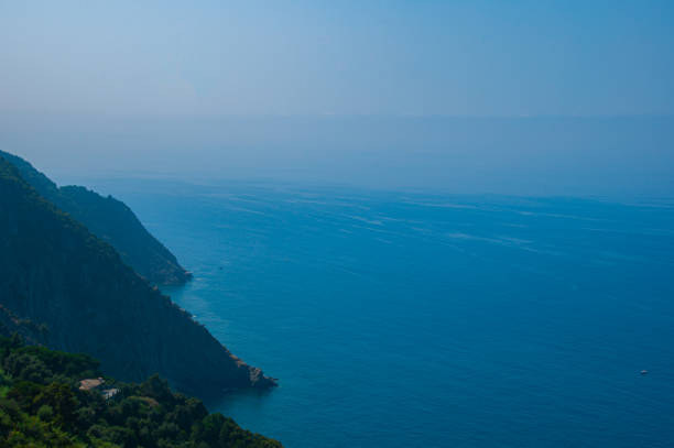 The blue coastal cliffs of Italy at Cinque Terre