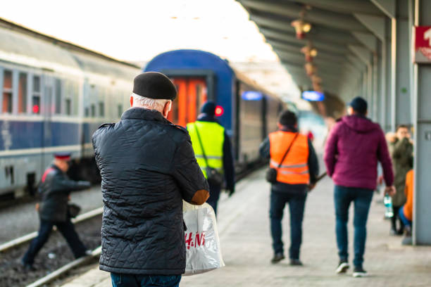 People at Bucharest North Railway Station (Gara de Nord) in Bucharest, Romania, 2023