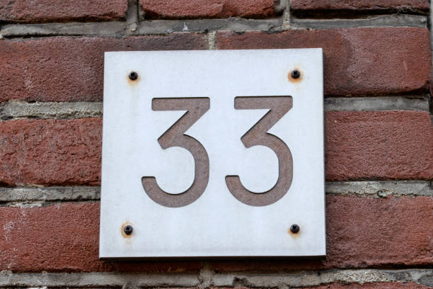 istock Close Up House Number 33 At Amsterdam The Netherlands 1464560043