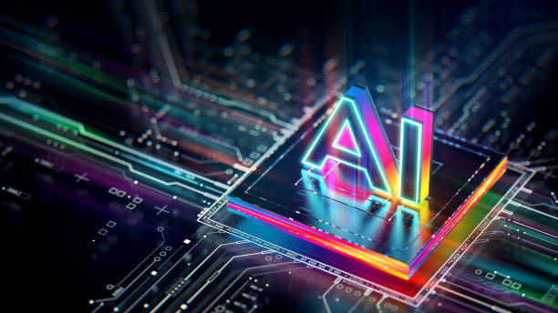 unit prosesor kecerdasan buatan. komponen quantum ai yang kuat pada motherboard pcb dengan transfer data. - chip komputer foto potret stok, foto, & gambar bebas royalti