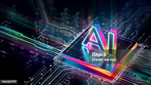 Artificial Intelligence Processor Unit Powerful Quantum Ai Component On Pcb Motherboard With Data Transfers Stock Photo - Download Image Now