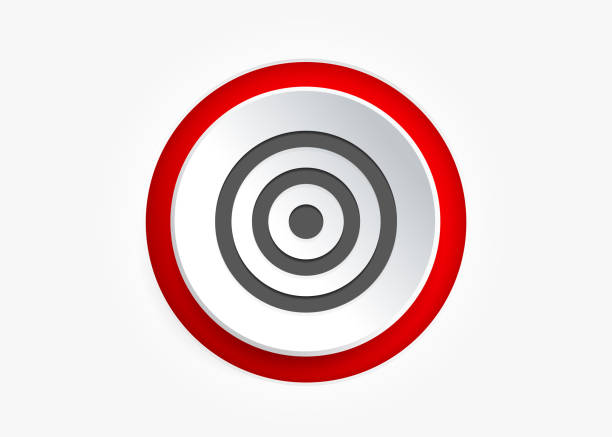 istock Red aim, arrow, idea, perfect hit, winner, target, goal, success, pin icon symbol sign. Gun sight, purpose icon. Target icon. Aim symbol for UI UX websites mobile app. 1464564074
