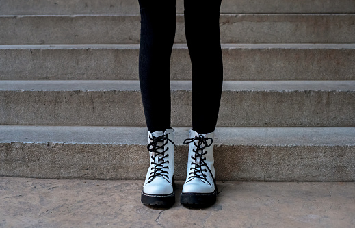 Woman wearing urban style boots
