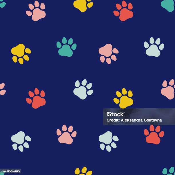 Paw Pattern Gui Children Paw Print Pattern Seamless Pattern With Animal Footprints ...