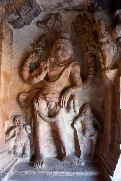 istock Cave 3 in Badami cave complex showing Narasimha avatar of Vishnu 1464571777