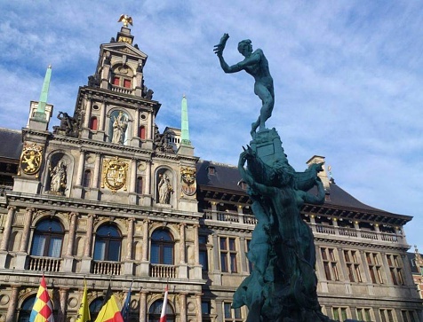 Antwerp Town Hall and Brabo Fountain, Antwerp, Belgium