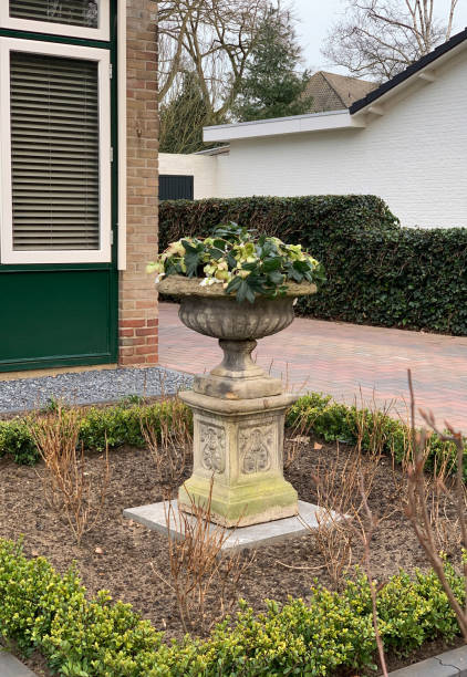 istock Concrete flower bed in the winter yard 1464574756