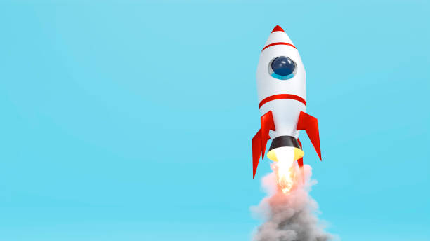 istock Spaceship takes off in burst of fire and smoke 1464580974