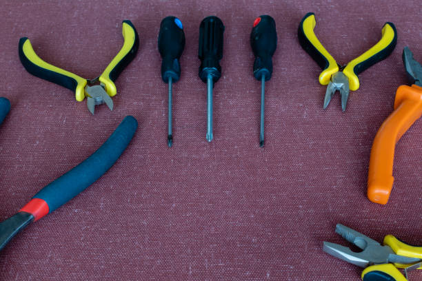 istock Set of tools of screwdrivers and wire cutters 1464586361