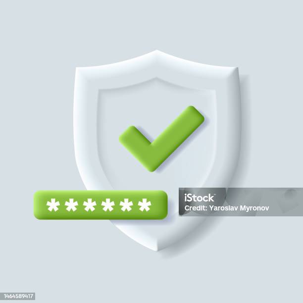 White Shield With A Green Check Mark Password Input Button Confirmation ...