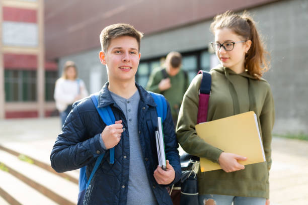 Group of student with notebook outdoor