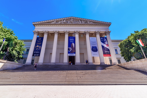 Budapest, Hungary - July 04, 2022: The Hungarian National Museum (Hungarian: Magyar Nemzeti Múzeum) was founded in 1802 and is the national museum for the history, art and archaeology of Hungary.