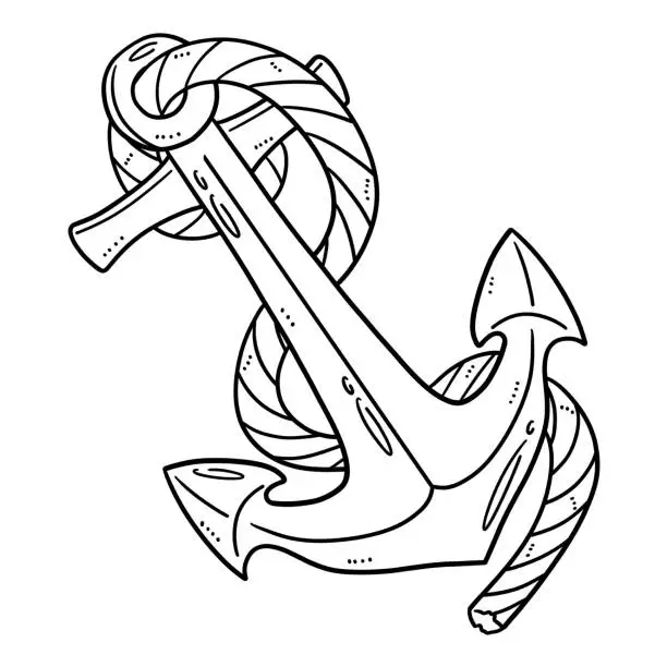 Vector illustration of Sea Anchor Isolated Coloring Page for Kids